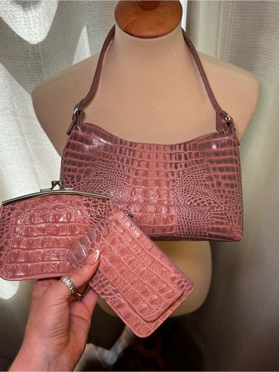 Wilsons Leather Handbags - Wilson’s Leather Pink Croc-Embossed Shoulder Bag Set - Women's Fashion